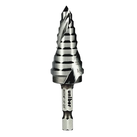 3/16in-1/2in  Impact Pro Step Drill, Spiral Flute